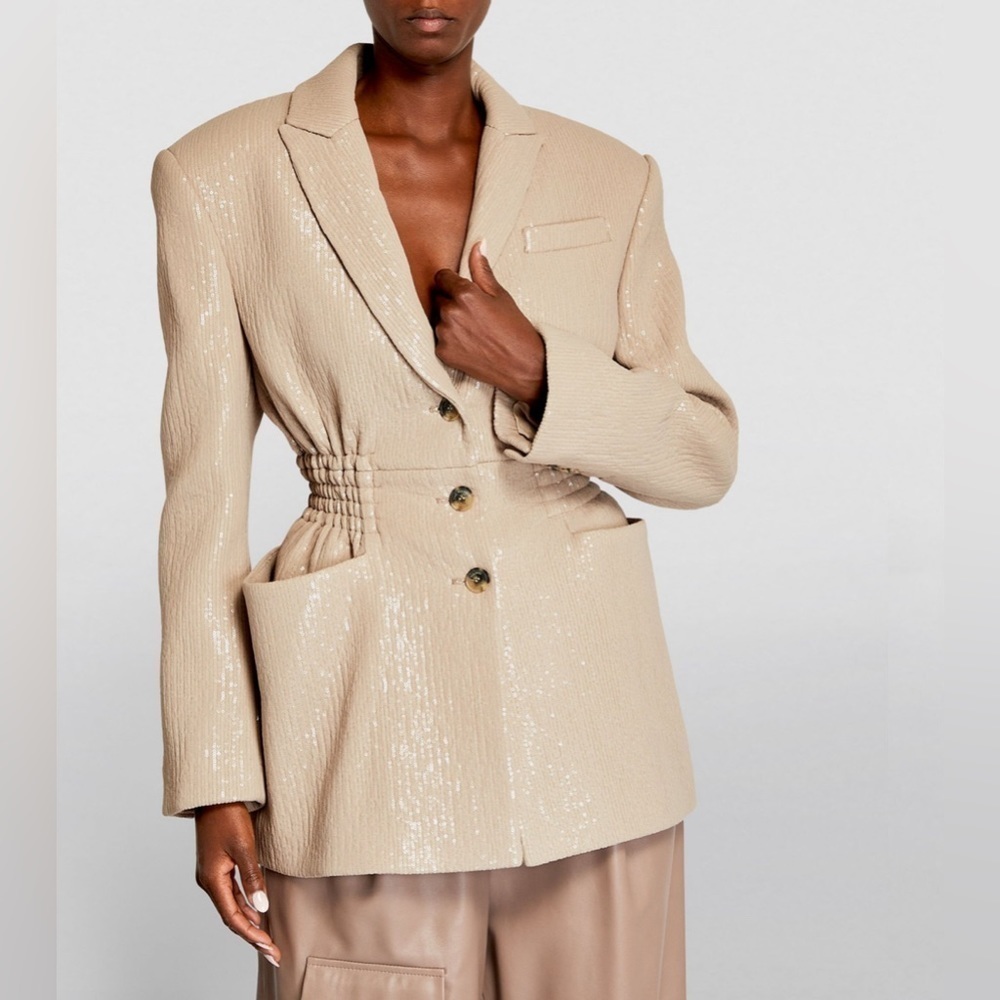 The Mannei Khazali Sequint Jacket Blazer Beige grandma core boho cottagecore